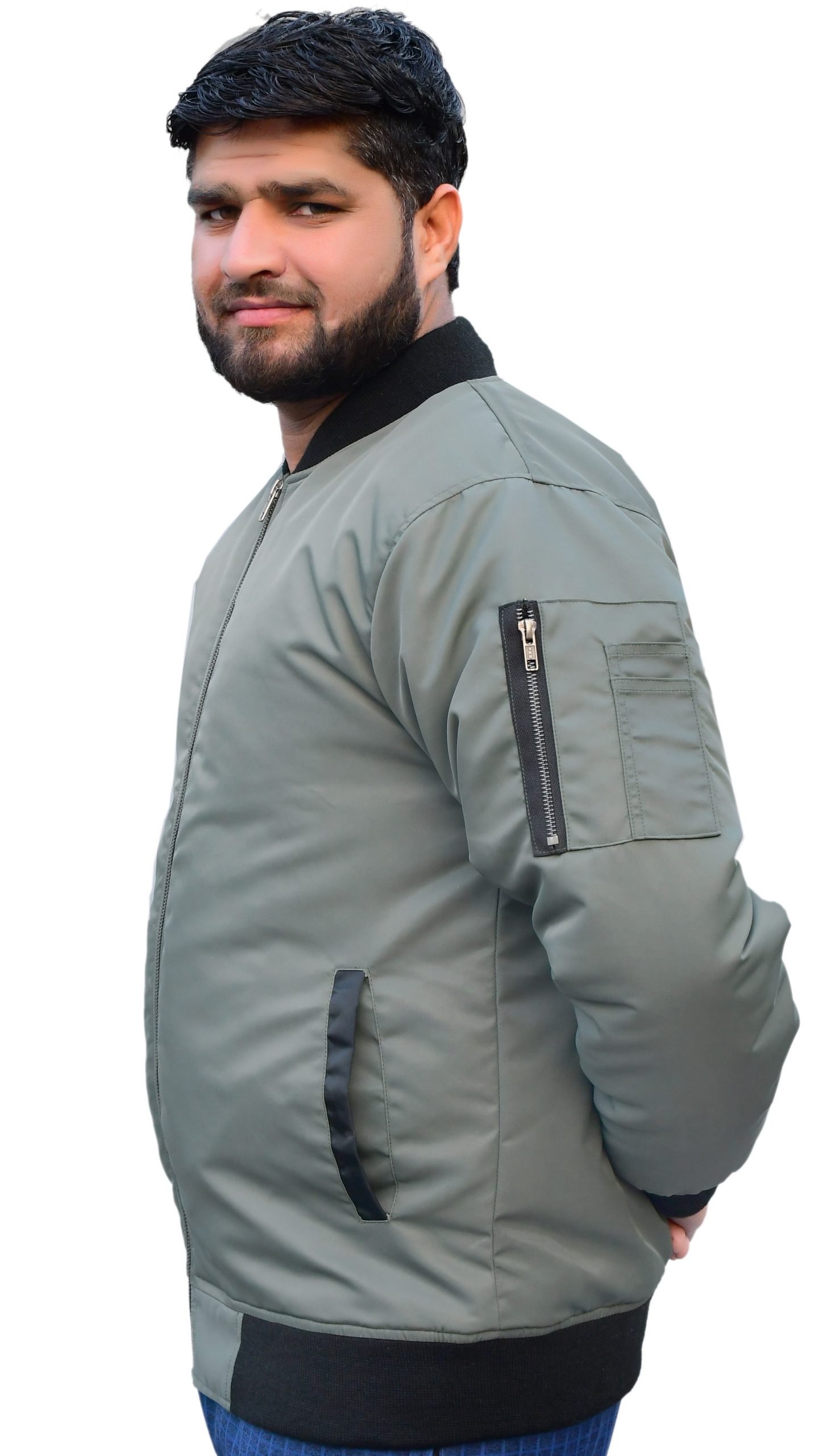 Men's Performance Faux Nylon Twill Bomber Jacket - Image 4