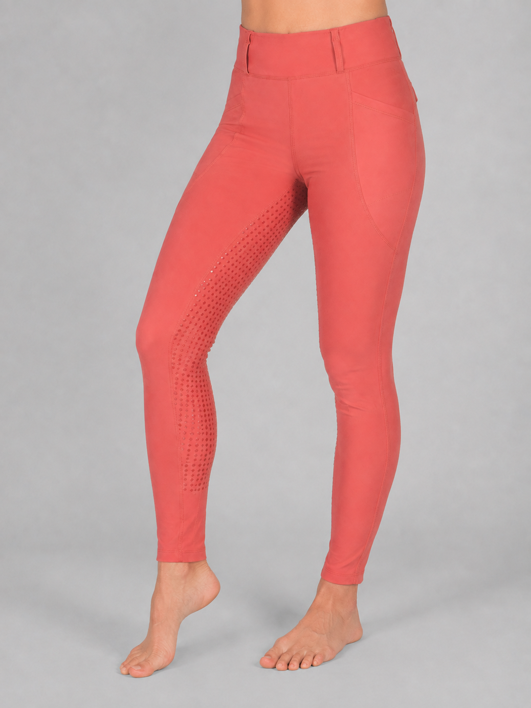 Women’s Equestrian Full-Seat Silicone Grip Riding Breeches – Dusty Coral